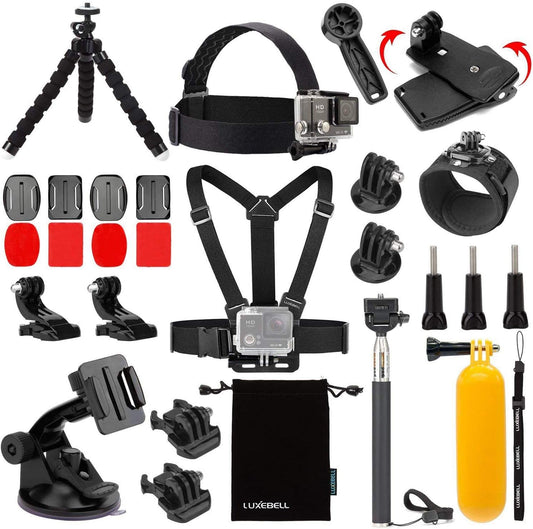 Luxebell Accessory Kit Suitable AKASO EK5000 EK7000 4K WiFi Sports Camera GoPro Hero 12 11 10 9 8 7 6 5/Session 5/Hero 4/3+/3/2/1 Max Fusion SJ4000 SJ500 0